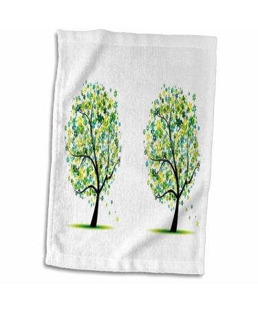 3D Rose 2 Lime Green and Aqua Leaf Trees TWL_39620_1 Towel  15 x 22