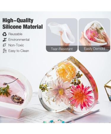 Resin Molds Silicone Kit - 8-in-1 Large Molds for Epoxy Resin - Ideal for Flowers Preservation - Includes Hexagon, Heart, Sphere, Pyramid, Cube, and Tools - Buy Online on GoSupps.com