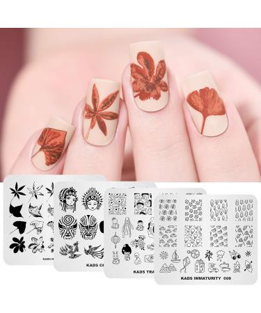 KADS Nail Stamp Plates Set - 20Pcs Leaves Flowers Animal Chinese Style Nail Art Stamping Templates - Buy Online on GoSupps.com