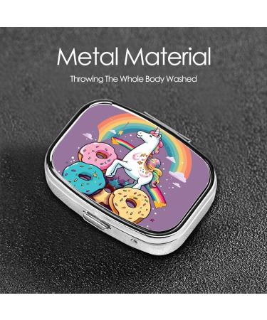 Unicorn Doughnut Rainbow 2 Compartment Pill Case | Cute Travel Pill Organizer for Pocket & Purse Gifts - Buy Online on GoSupps.com