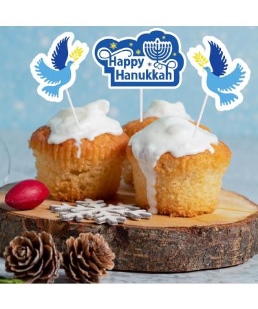 Whaline 48Pcs Happy Hanukkah Cupcake Topper Menorah Star Gnome Cupcake Picks Blue Chanukah Food Picks for Cake Decoration Party Supplies - Buy Online on GoSupps.com