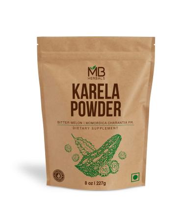 MB Herbals De-Seeded Karela Powder 227g (Half Pound) | 100% Pure Bitter Melon Powder | Momordica charantia Fr. | No Preservatives | Non GMO | Gluten Free
