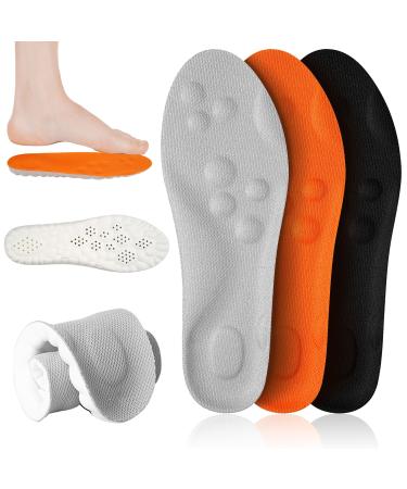 3 pairs of orthopedic insole men's women Arch Support shoe inserts soft breathable and relieve foot pain for flat feet plantar fasciitis suitable for sports and work shoes size 43-44