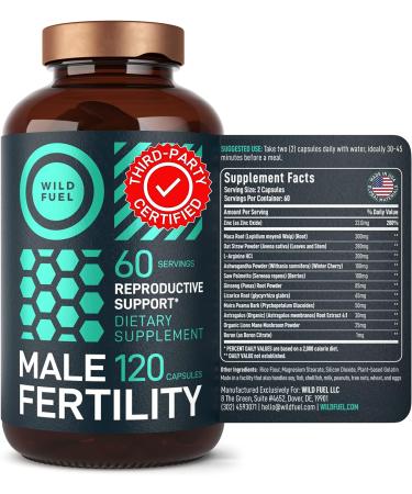 Fertility Men's Prenatal Vitamin with Maca Root, Ashwagandha, L-Arginine, and Zinc - 120 Capsules - Buy Online on GoSupps.com