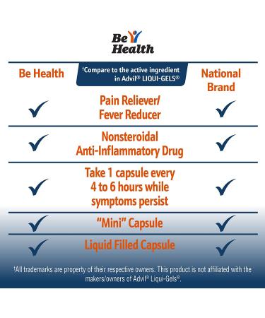 Be Health Mini Ibuprofen 200mg Softgels - Pain Reliever/Fever Reducer (400 Count) | Made in USA - Buy Online on GoSupps.com