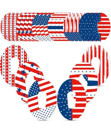 Timgle Waterproof Adhesive Patches Compatible with G6 Cgm Tape Compatible with Dexcom G6 Sensors American Flag Pattern Pre Cut Adhesive Tape Stickers for Continuous Glucose Monitor Protection(24 Pcs)