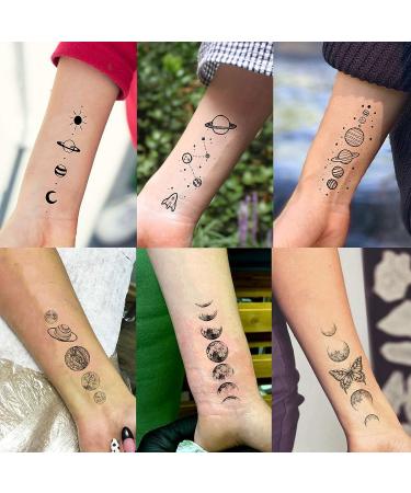 Realistic Space Planets Chain Temporary Tattoos - Shegazzi 15 Sheets for Men, Women, and Kids | Solar System Moon Sun Star Fake Tattoo Sticker - Buy Online on GoSupps.com