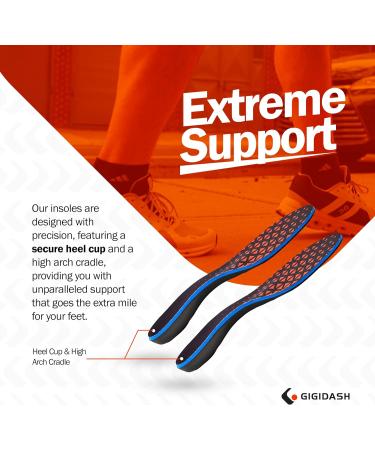 Arch Support Inserts for Plantar Fasciitis Relief | Orthotic Shoe Insoles for Overpronation | Pain Relief for Standing | Black & Red for Men 6-6.5 | Women 8-8.5 - Buy Online on GoSupps.com