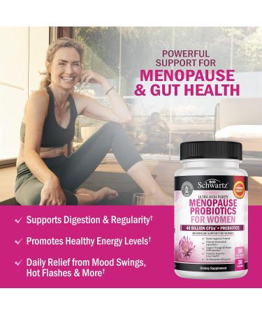 Menopause Support Probiotics for Women - Natural Relief for Hot Flashes, Night Sweats, Mood Swings - Astragalus Menopause Supplements - 30-Day Supply - Buy Online on GoSupps.com