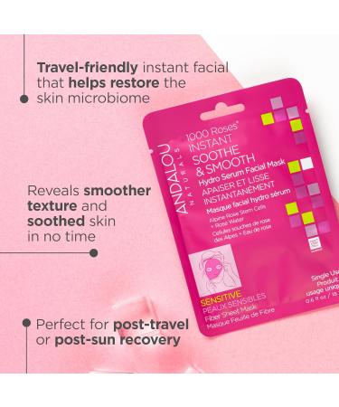 Andalou Naturals 1000 Roses Instant Soothe & Smooth Sheet Mask - Pack of 6 0.6 oz | Hydrating Face Masks for All Skin Types | International Shipping Available - Buy Online on GoSupps.com