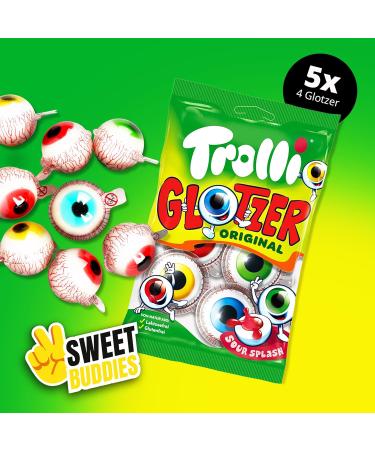 Trolli Glotzer Pack 5x4 Yeux en g latine acidul s avec c ur liquide Friandises cultes pour Halloween & f tes Sans lactose sans gluten Avec autocollant Sweet Buddies Small - Buy Online on GoSupps.com