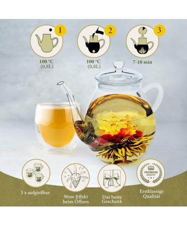 Yc Yang Chai Teblumen Mix Admira - 6 Bloomed Green Tea Gift Set in Magnetic Box | 5 Varieties XXL Tea Blower | Perfect for Women & Tea Lovers - Buy Online on GoSupps.com