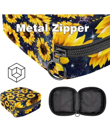 Women's Yellow Sunflower Binding-Up Bag | Tampon Storage with Zip Pockets - Stylish & Functional Menstrual Organizer - Buy Online on GoSupps.com