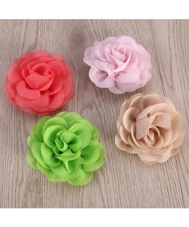 Frcolor 20pcs 3D Rose Flower Hair Clip Set - Chiffon Rose Clips for Women and Girls - Buy Online on GoSupps.com