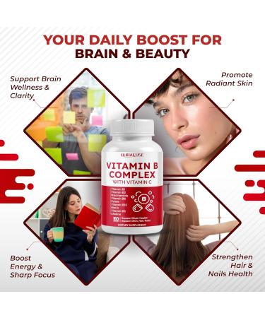 Vitamin B Complex Vitamin B1 B2 6,9,12 Niacin with Vitamin C - Support Brain Health Energy Levels Skin Hair and Nails - Made and Tested in The USA 150 count (pack of 1) - Buy Online on GoSupps.com