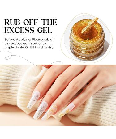 MIZHSE Gel Liner Nail Art Polish Set Glitter Gold and Silver Gel Painting For Nails Art Swirl Nails Design Dotting Painting French Manicure Kit 7Ml Glitter Silver&gold 7 ml (Pack of 2) - Buy Online on GoSupps.com