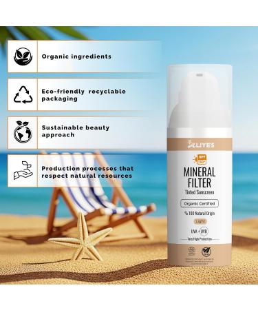 Aliye s Tinted Organic Sunscreen SPF 50+ | Ecocert Cosmos Certified | 100% Mineral & Vegan Sun Protection | Safe for Sensitive Skin | 50ml (1.69 FL OZ (Beige)) - Buy Online on GoSupps.com