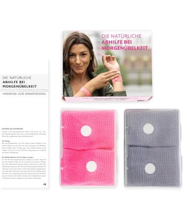 Cozy Racoon Acupressure Bracelet Set for Pregnancy Nausea Relief | Effective Side-Effect Free | Includes 4 Bracelets (2 Pink 2 Gray) & Travel Box - Buy Online on GoSupps.com