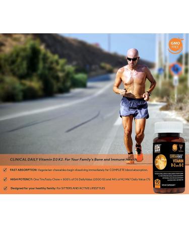 Vegan Clinical Daily Chewable Vitamin D3 K2 for Immune Support - 90 Vegetable Pills - Buy Online on GoSupps.com
