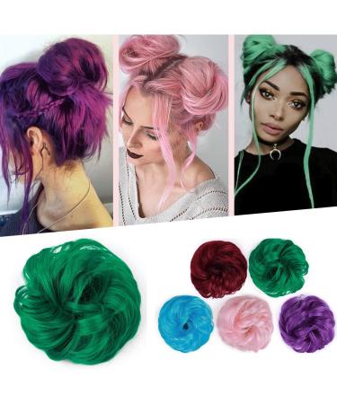 Silk-Co hair part with rubber band bun with hair wavy soft dutt hair part with rubber band 35 g lured hair thickening hair extensions messy bun updos lure green 35 g green
