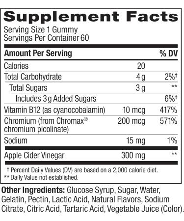 OLLY Metabolism Gummy Rings Metabolism and Cellular Energy Chewable Supplement * Apple Cider Vinegar Vitamin B12 Chromium Picolinate Apple Flavored 60 Day Supply - 60 Count 60 Count (Pack of 1) - Buy Online on GoSupps.com