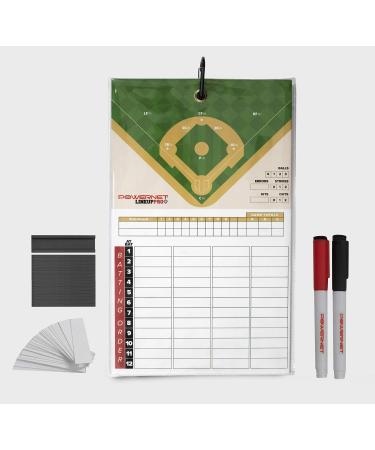 PowerNet Magnetic Baseball Softball Lineup Coaching Board | Double Sided with Fence Clip | 2 Dry Erase Markers | Weatherproof Sealed Edges | Perfect for Game Time