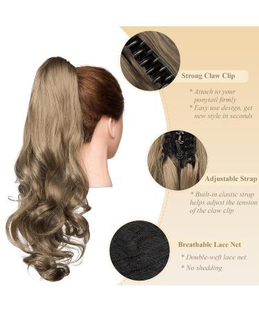 Gairyan 50cm Ashblond Curly Ponytail Extensions | Long Wavy Claw Clip-In Hairpieces for Women - Synthetic Hair Braid - Buy Online on GoSupps.com