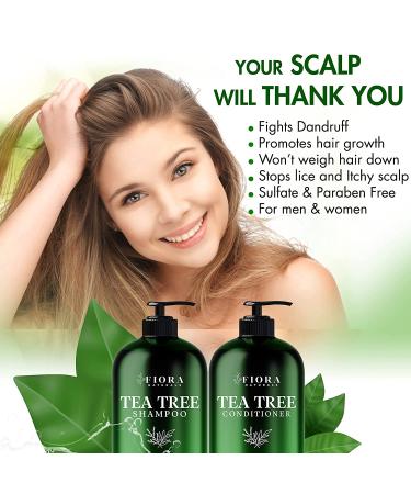 Tea Tree Oil Shampoo and Conditioner Set - Sulfate Free for Dry Itchy Scalp - With Tea Tree, Mint, and Ginger Extract - Paraben Free - Suitable for Men, Women, and Kids - Buy Online on GoSupps.com