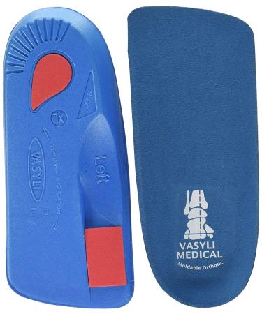 Vasyli Custom 3/4 Length Insoles  Blue  Medium  Fast & Effective Pain Relief  Customized Biomechanical Alignment  Medium Density  General Orthotic Needs  Everyday Walking Shoes  Heat Moldable Blue Medium