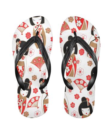 Mnsruu Japanese women's flip-flops with cherry blossom motif for home hotel spa bedroom travel XS for men and women X-Small multicolored