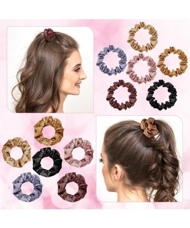 24 Pieces Silk Hair Scrunchies for Women Solid Elastic Bands Ponytail Holder Soft Satin Hair Ties Set Curly Thick Thin Hair Hair Accessories - Buy Online on GoSupps.com