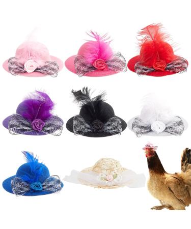 WEBEEDY 8 Pieces Chicken Hats Tiny Pets Mini Hat Chicken Funny Costume Halloween Accessories Funny Little Hat Chicken Accessories