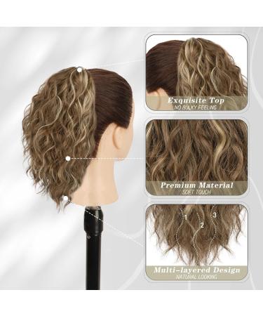 Buy BARSDAR 30cm Wavy Clip-in Ponytail Extension - Multi-Layered Synthetic Hair in Brown & Blonde Highlights for Women & Girls - Buy Online on GoSupps.com