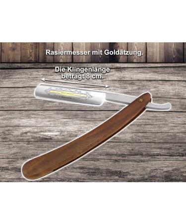 Premium Wooden Handle Razor with Gold Etching - 5/8 Inch Fixed Blade for Precision Shaving | International Shipping Available - Buy Online on GoSupps.com