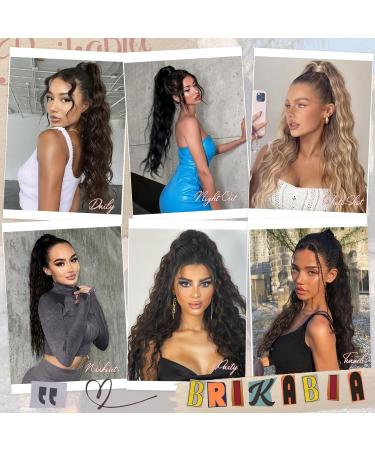 Brikabia Ponytail Extension - 66cm Beach Wavy Clip-In Hair Extension for Women in Chocolate Brown with Blonde Reflexes - Buy Online on GoSupps.com