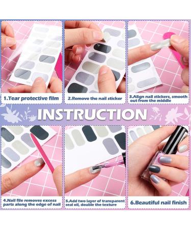 Retro Style Toenail Polish Stickers - 308 Pieces Full Toe Nail Wraps with Glitter - DIY Manicure Decal for Girls | Includes 14 Sheets and 2 Nail Files - Buy Online on GoSupps.com