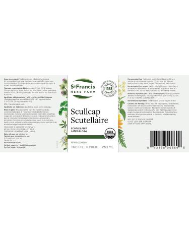 St. Francis Herb Farm Scullcap Herbal Tincture Liquid | Used to Help Relieve Nervousness | Used as a Sleep Aid | Helps Relieve Menstrual Pain | Organic | Non-GMO | Lactose-Free | (250ml) 250 ml (Pack of 1) - Buy Online on GoSupps.com
