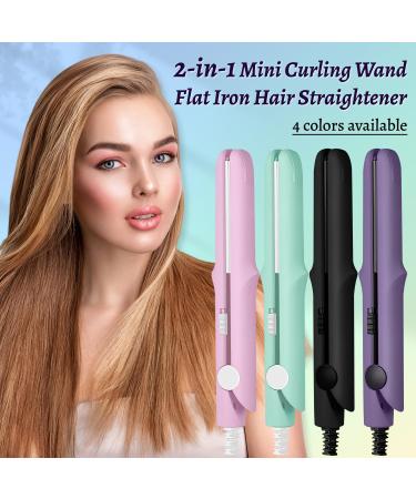 2-in-1 Dual Purpose Curling Wand & Straightener - Portable Travel Hair Styler for All Hair Types in Purple - Buy Online on GoSupps.com