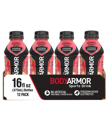 BODYARMOR Sports Drink Sports Beverage  Strawberry Banana  Natural Flavors With Vitamins  Potassium-Packed Electrolytes  No Preservatives  Perfect For Athletes  16 Fl Oz (Pack of 12) - Buy Online on GoSupps.com