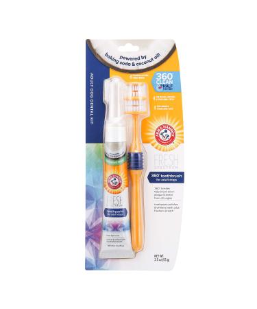 ARM & HAMMER Fresh Spectrum Coconut Dental Kit for Dogs Includes Dog Toothpaste Toothbrush & Finger Brush Removes Plaque & Tartar 360 Brush Deep Cleans all Tooth Surface Easy to Use Dog Oral Care 55 g (Pack of 1)