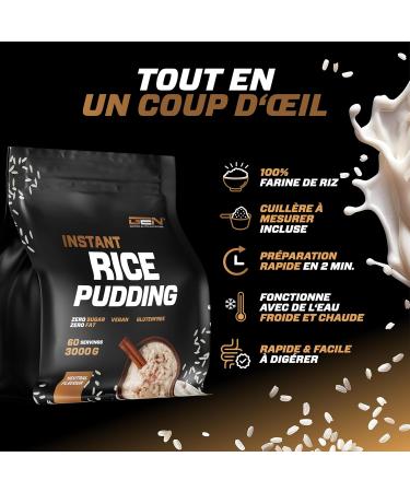 Rice Pudding Neutral 3kg - Vegan Instant Rice Flan for Breakfast & Pre-Workout Snack - High Quality Energy Source 100% Rice - - Buy Online on GoSupps.com