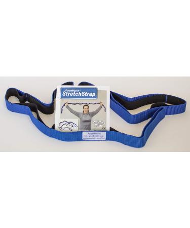 RangeMaster Stretch Strap with Exercise Guide - Versatile Multi-Loop Strap for Yoga, Pilates, Physical Therapy - Portable and Helps Improve Flexibility - Black & Blue - Buy Online on GoSupps.com
