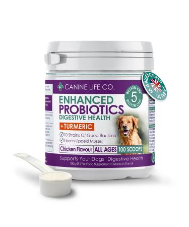 Canine Life Co. Probiotics For Dogs | High Strength 5 Billion CFU* | 10 Strains Of Good Bacteria | Allergy & Digestive Relief For Dogs | 300g Powder Made In UK (1 Pot (100g)) - Buy Online on GoSupps.com