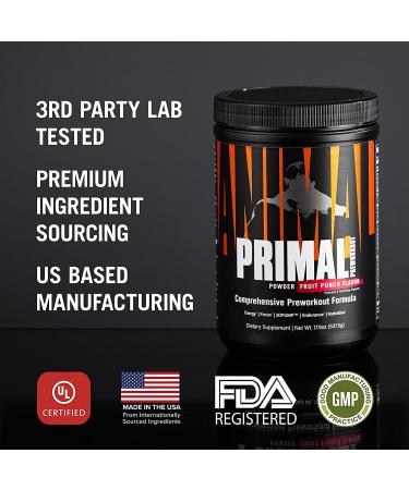 Animal Primal Muscle Hydration Preworkout Powder 17.9 oz - Beta Alanine, Caffeine, Electrolytes, Fruit Punch Flavor | Energy, Focus & Endurance Booster - Buy Online on GoSupps.com