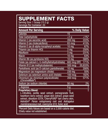 Life's Fortune L Arginine L Citrulline Supplement Powder - High Potency Nitric Oxide Supplement Booster with Natural Lemon Lime Flavor - Cardio Health Blood Pressure and Vascular Support - 258g - Buy Online on GoSupps.com