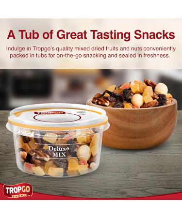 Tropgo Deluxe Mix 180gr - Mixed Nuts and Dried Fruits in a Resealable and Recyclable Nut Tub - Contains Fibre Protein and Essential Minerals - Wholesome Trail Mix - Healthy Snacks for All Ages - Buy Online on GoSupps.com