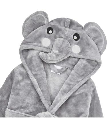 Bamu Baby Town Bathrobe - Soft Plush Fleece Unisex Hooded Robe for Boys & Girls (6-24 Months 2-6 Years) - Elephant Gray - Buy Online on GoSupps.com