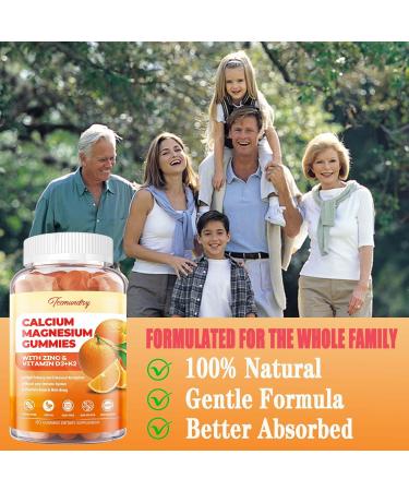 Calcium Magnesium Zinc Gummies with Vitamin D3 & K2 - High Absorption Magnesium Glycinate 400mg - Sugar Free Calcium Supplement - Support Nerve Muscle Mood & Immunity - for Adults Men Women Kids Orange 60 Count (Pack of 2) - Buy Online on GoSupps.com