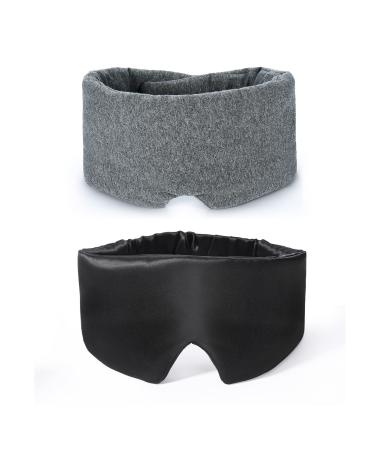FRESHME Mulberry Silk and Cotton Sleep Mask - Eye Mask for Sleeping Blindfold Blockout Adjustable Breathable Eye Mask No Pressure Soft Comfy Pure Silk Eyemask for Women Men Yoga Nap Travel Night