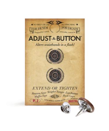 Nippies Adjust-a-Button for Jeans - Pack of 2 Adjustable, Replacement Buttons for Jeans and Denim - Instant Adjuster Button Pins for Tight or Loose Pants